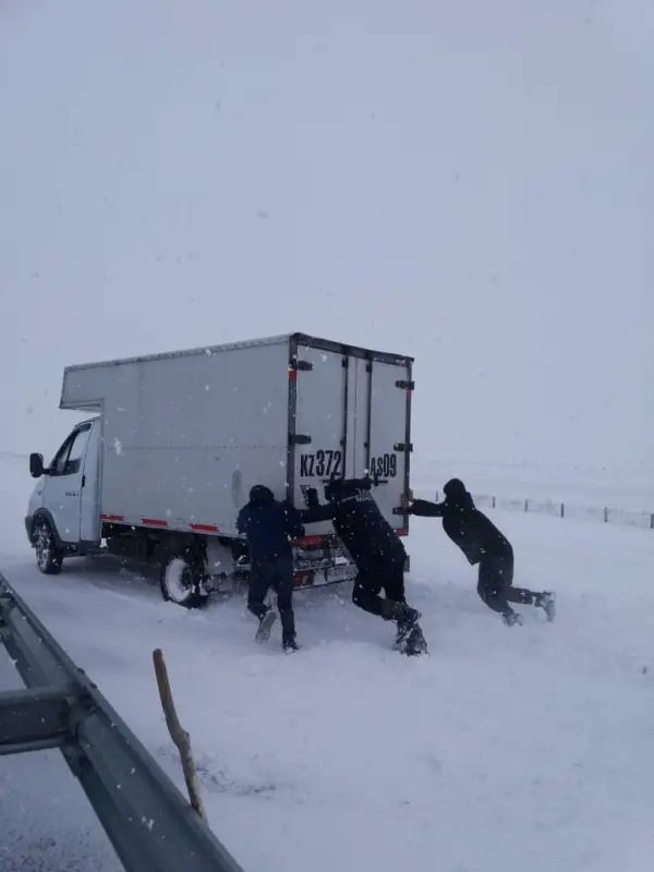 Колонна машин в сопровождении полиции выехала из Щучинска