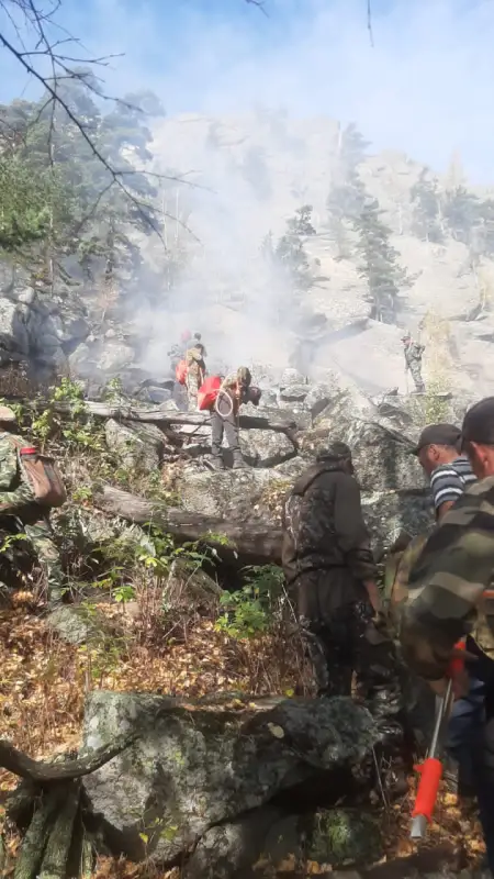 На горе «Көкшетау» вспыхнул пожар, первый дымок уловили датчики - фото