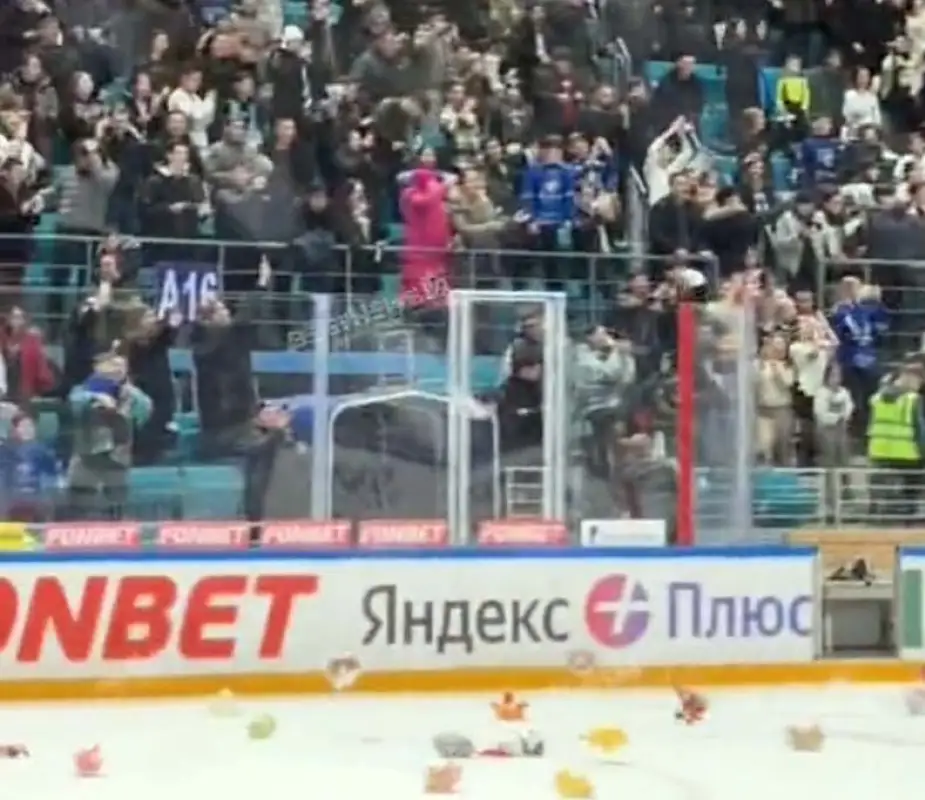 Болельщики устроили мишкопад после победы Барыса