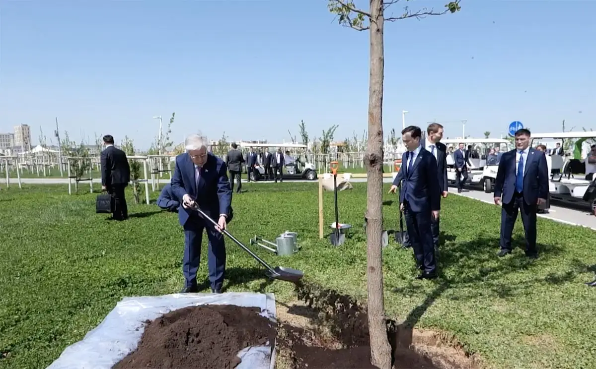 Президент Казахстана посадил дерево в Шымкенте