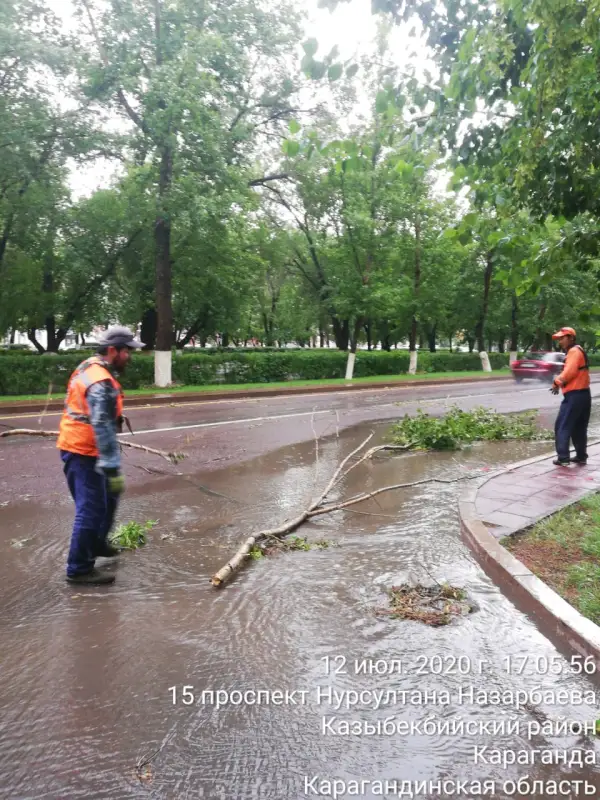 В Караганде шквал сорвал крыши, повалил деревья
