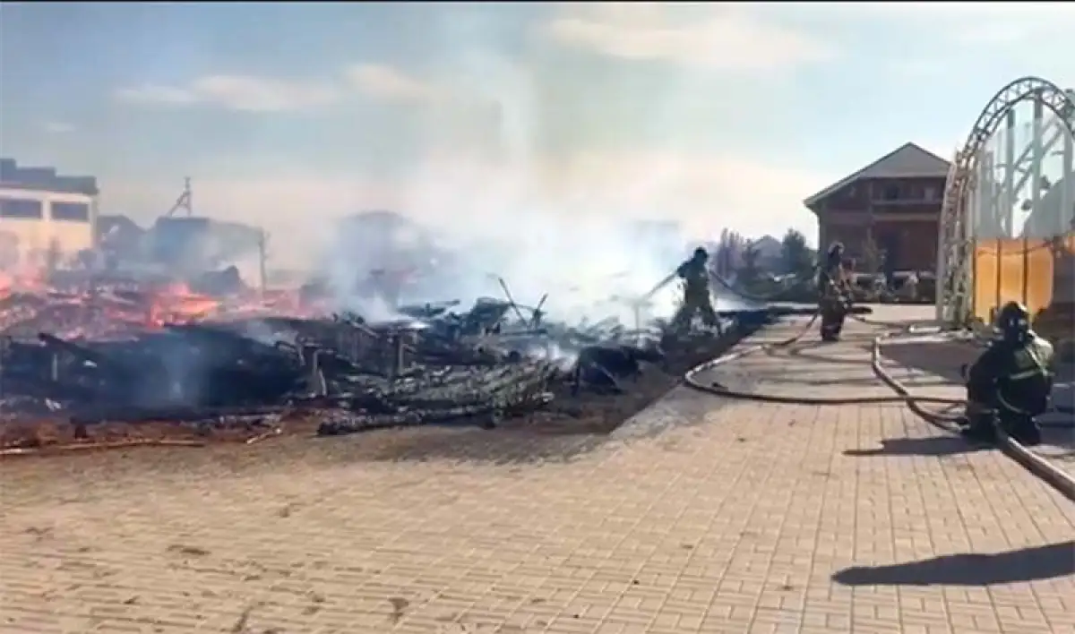 Мощный пожар в эко-комплексе под Нур-Султаном локализован. Video