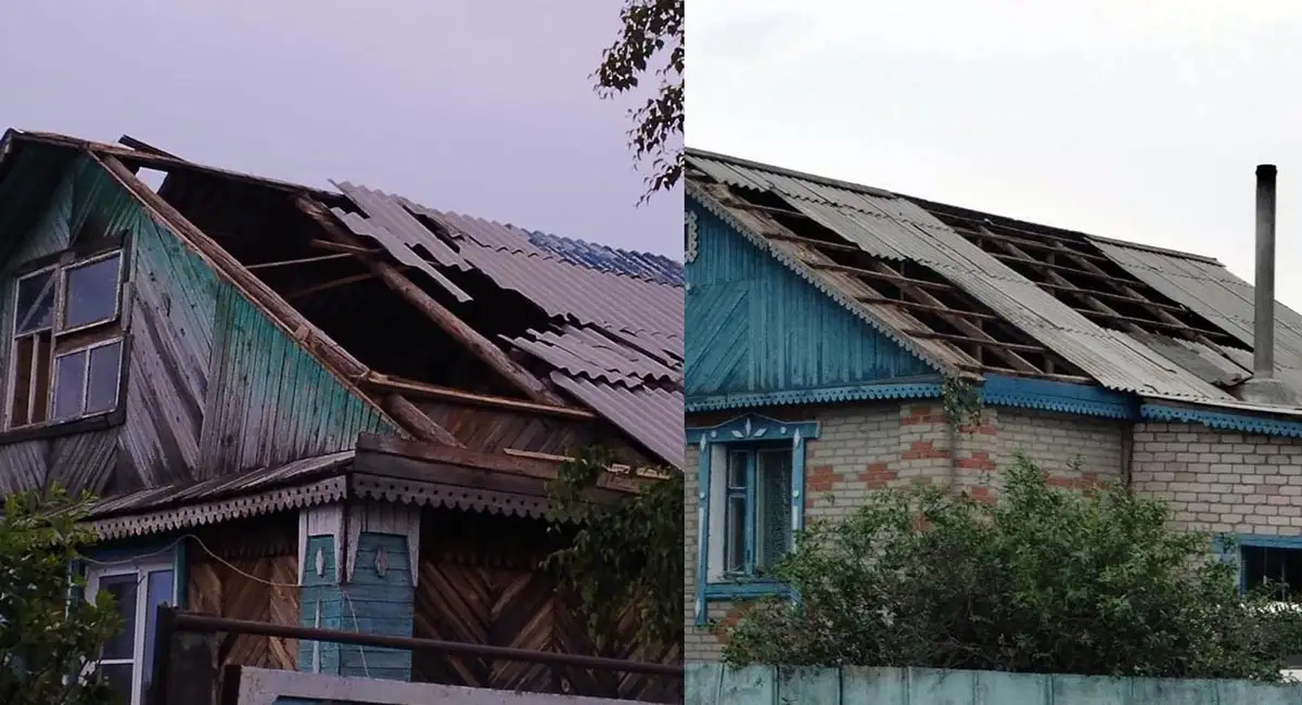 В селе Костанайской области ветром сорвало кровлю на домах