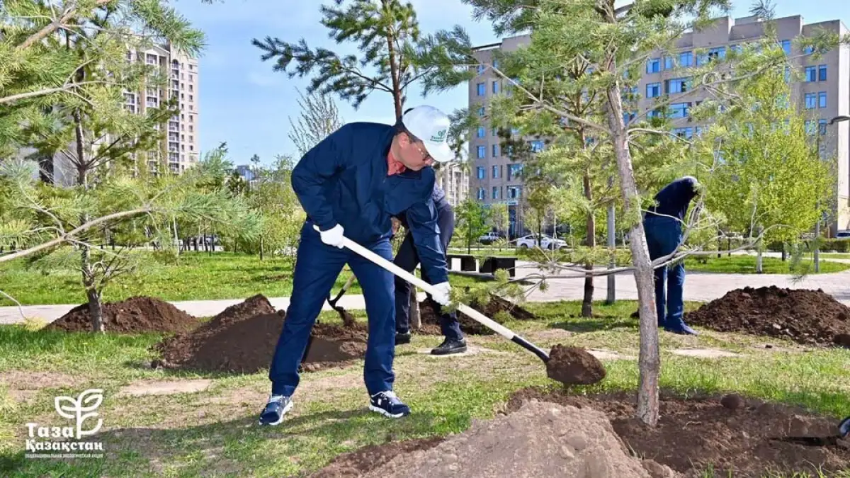 Олжас Бектенов вместе с заместителями посадил деревья в Астане