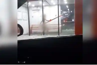 Голый мужчина оказал сопротивление полицейским в теплой остановке