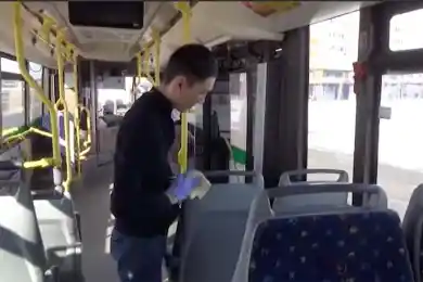 Как дезинфицируют автобусы в Нур-Султане